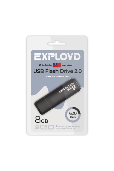 Флешка 8Gb USB 2.0 EXPLOYD 620, черный (EX-8GB-620-Black)