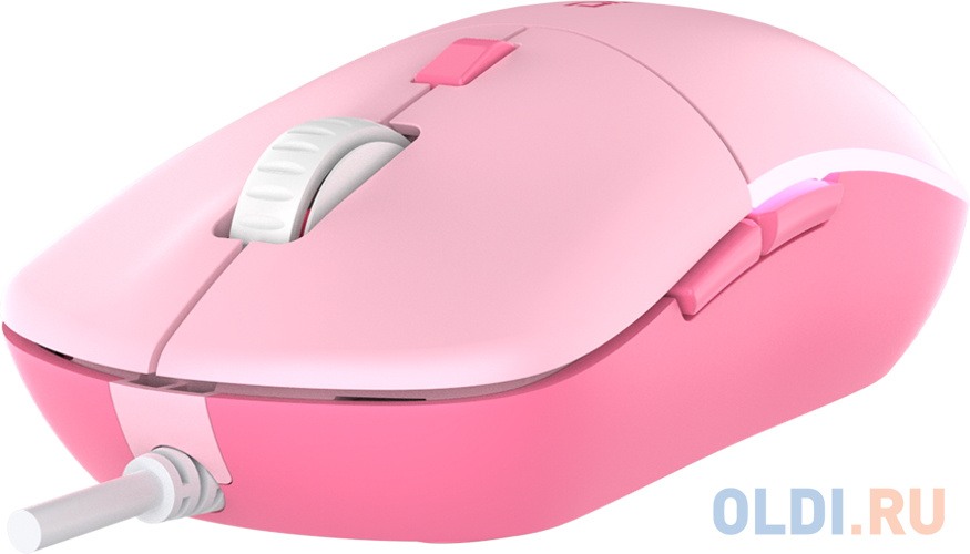 Мышь проводная Dareu LM121 Pink (розовый), DPI 800/1600/2400/6400, подсветка RGB, размер 116x35x60мм, 1,8м в Москвe