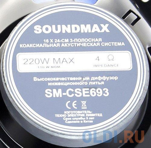 Автоакустика Soundmax SM-CSE693 коаксиальная 3-полосная 15-23см 110Вт-220Вт