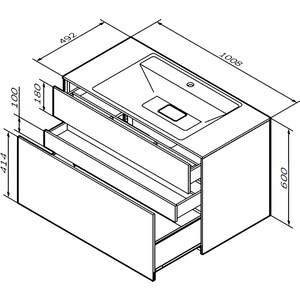 Тумба с раковиной Am.Pm Inspire 2.0 100 подвесная, графит матовая (M50AFHX1003GM, M50AWPX1001WG)