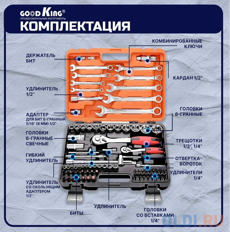 GOODKING Набор инструментов 82 предмета K-10082