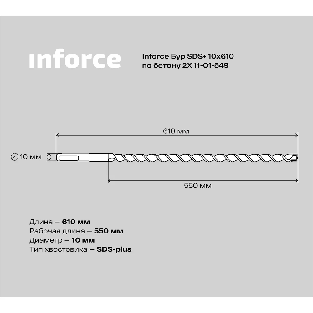 Бур sds-plus по бетону Inforce