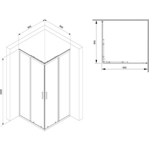 Душевой уголок Am.Pm Gem S 90x90 прозрачный, черный (W93G-403-090BT)