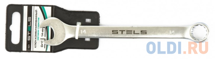 Ключ комбинированный, 14 мм, CrV, матовый хром// Stels