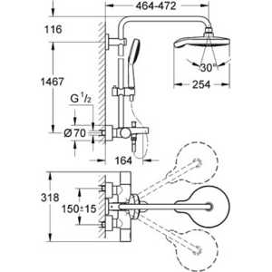 Душевая система Grohe Power&Soul Cosmopolitan System с термостатом, хром (27907000)