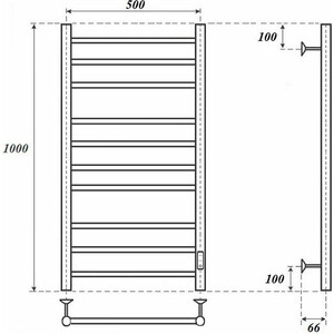 Полотенцесушитель электрический Point Аврора П10 500x1000 черный (PN10850B) в Москвe