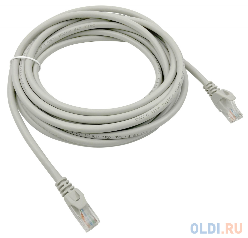 Патч-корд Buro UTP 4 пары cat6 CCA molded 5м серый RJ-45 (m)-RJ-45 (m)