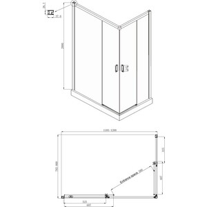 Душевой уголок Ambassador Queen 120x80 с поддоном, прозрачный, черный (11011205LBlack , ЛП00058)