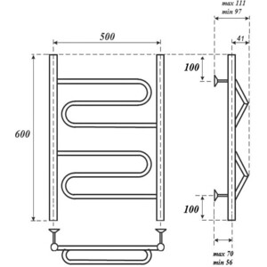 Полотенцесушитель электрический Point П2 500х600 хром (PN01156E)