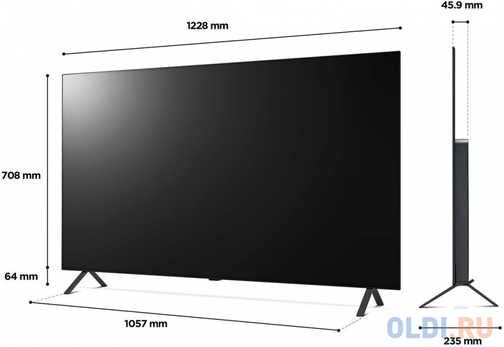 Телевизор 65" LG OLED65A26LA.ARUB черный 3840x2160 60 Гц Smart TV Wi-Fi 3 х HDMI 2 х USB RJ-45 Bluetooth