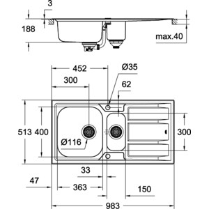 Кухонная мойка Grohe K400+ Sink 60-S (31569SD0)