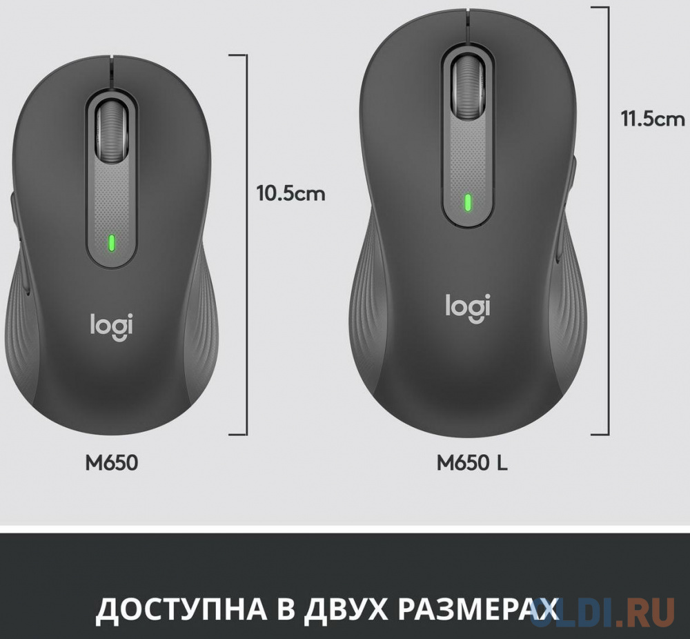 Мышь беспроводная Logitech Wireless Mouse Signature M650 L графитовый USB + Bluetooth