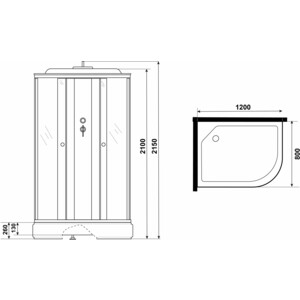 Душевая кабина Niagara E120/80/26L/TN 120х80х215 левая в Москвe