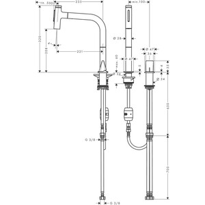 Смеситель для кухни Hansgrohe Metris Select с выдвижным изливом, хром глянцевый (73819000) в Москвe