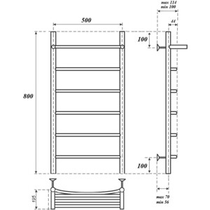 Полотенцесушитель электрический Point П5 500х800 с полкой хром (PN04158PE)