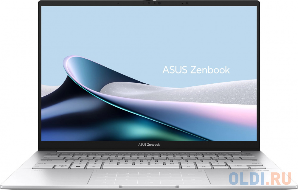 Ноутбук Asus Zenbook 14 UX3405MA-QD488W Core Ultra 7 155H 16Gb SSD1Tb Intel Arc 14" OLED FHD+ (1920x1200) Windows 11 Home silver WiFi BT Cam Bag