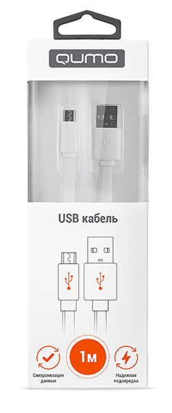 Кабель USB 2.0(Am)-Micro USB 2.0(Bm), OTG, 2A, 1м, белый Qumo (20516)
