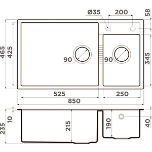 Кухонная мойка Omoikiri Tedori 85-2-U-GR leningrad grey (4993542)