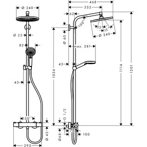 Душевая система Hansgrohe Crometta S 240 EcoSmart с термостатом (27268000)