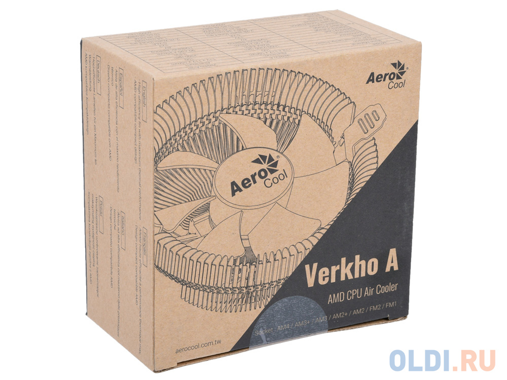 Кулер Aerocool Verkho A , AMD, TDP 100W, клипсы, 112x112x55mm, PWM 4-Pin, 1000-2300 rpm, AM4/AM3+/AM3/AM2+/AM2/ FM2/FM1