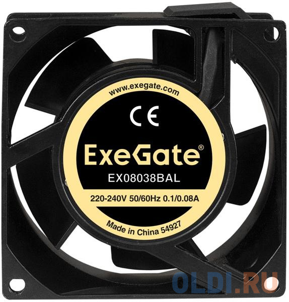 Exegate EX288999RUS Вентилятор 220В ExeGate EX08038BAL (80x80x38 мм, 2-Ball (двойной шарикоподшипник), подводящий провод 30 см, 2500RPM, 37dBA) в Москвe