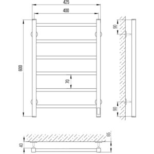 Полотенцесушитель электрический Laris Феличия ЧК6 400х600 правый (73207588)
