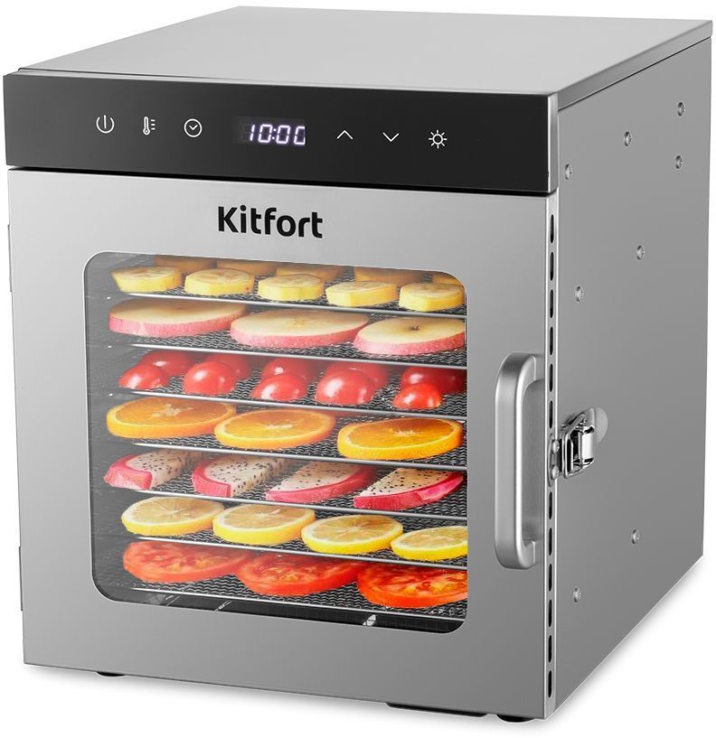 Сушилка для овощей и фруктов Kitfort КТ-1950, 500 Вт, 30-90 ºС, серебристый