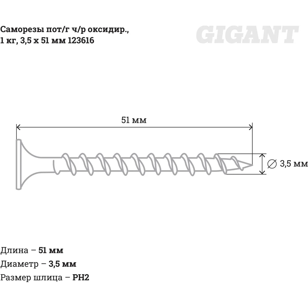 Оксидированные саморезы Gigant