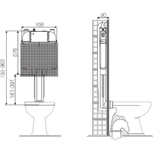 Смывной бачок OLI 74 Plus с клавишей Slim хром матовый (601601, 659046) в Москвe