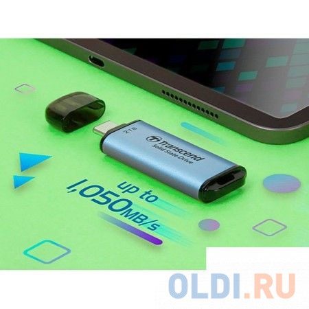 Накопитель SSD Transcend USB-C 2TB TS2TESD300C ESD300 голубой