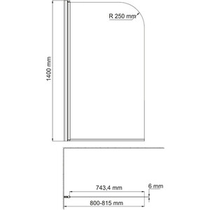 Шторка для ванны Wasserkraft Leine 80х140 прозрачная, белая (35P01-80WHITE)