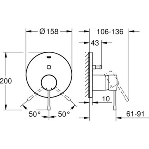 Смеситель для ванны Grohe Essence для механизма 35600 (24058001) в Москвe