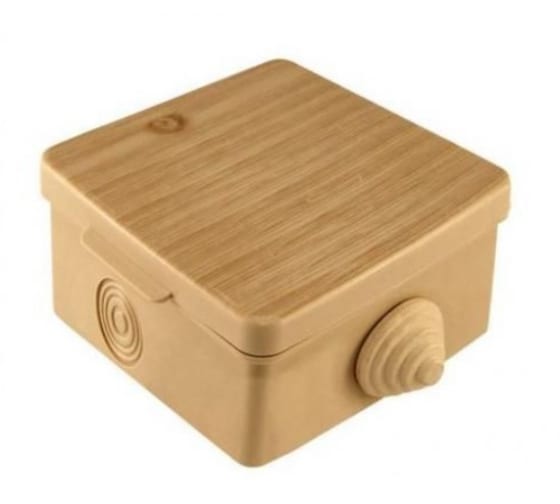 Коробка распаячная квадратная 6.5 см x 6.5 см, глубина 5 см, наружный монтаж, IP54, вводов:4, сосна, с крышкой, TDM (SQ1401-0711)