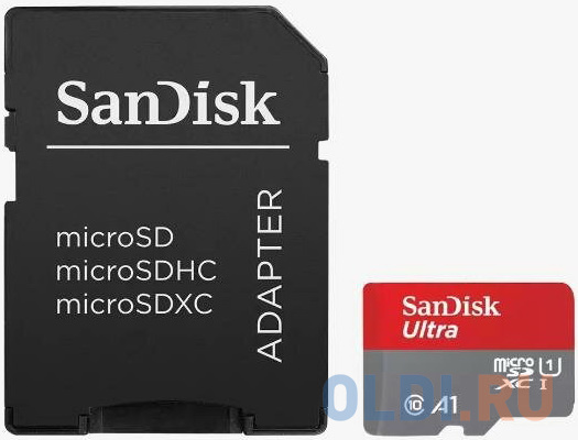 Флеш карта microSDXC 256GB SanDisk Ultra Class 10, UHS-I, R 150 МБ/с, <SDSQUAC-256G-GN6MN> без адаптера SD