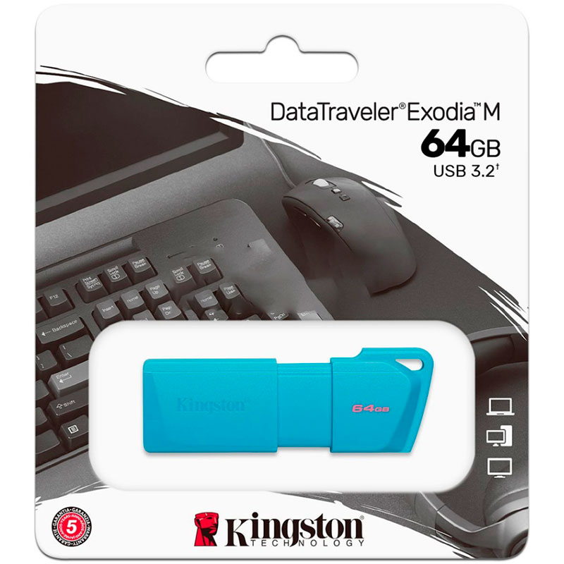 USB Flash Drive 64Gb - Kingston DataTraveler Exodia M Neon Aqua Blue KC-U2L64-7LB