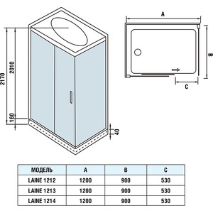 Душевая кабина WeltWasser WW500 Laine 1214 с гидромассажем 120х90х217 (10000003277)