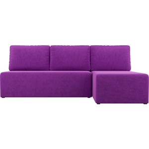 Угловой диван АртМебель Поло микровельвет фиолетовый правый угол