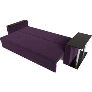 Прямой диван Лига Диванов Атланта Лайт со столом велюр фиолетовый правый (112476)