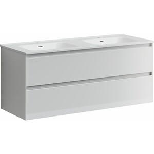 Мебель для ванной Sancos Cento 120 два ящика, двойная раковина, белый глянец
