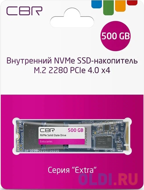 CBR SSD-500GB-M.2-EX22, Внутренний SSD-накопитель, серия "Extra", 500 GB, M.2 2280, PCIe 4.0 x4, NVMe 1.3, Phison PS5016-E16, 3D TLC NAND, D