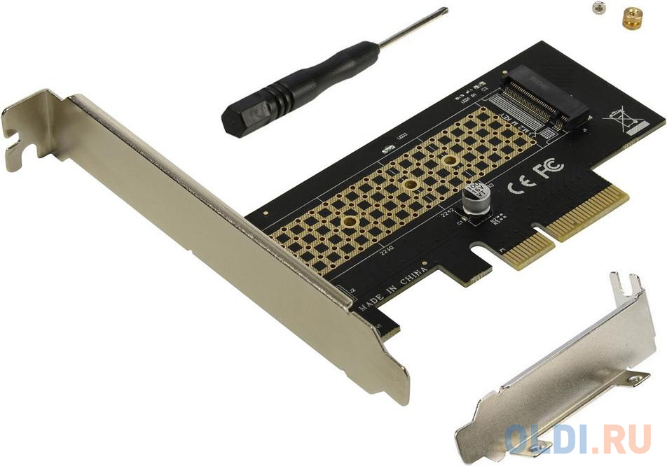 ORIENT C300E, Переходник PCI-E 4x-&gt;M.2 M-key NVMe SSD, тип 2230/2242/2260/2280, планки крепления в комплекте (31100)