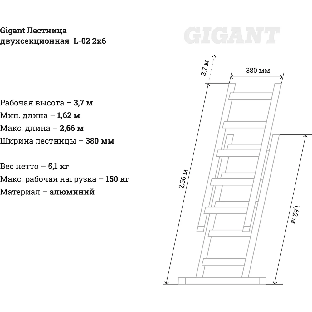 Двухсекционная лестница Gigant