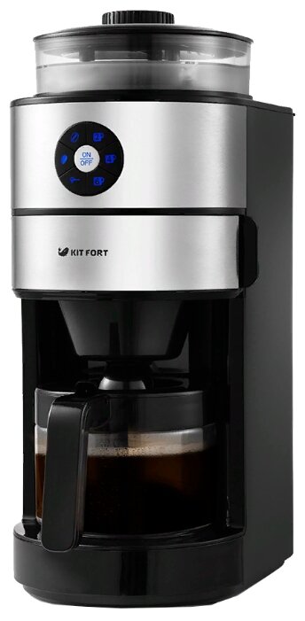 Кофеварка капельная Kitfort KT-716, 820 Вт, кофе молотый, 800 мл/750 мл, черный/серебристый