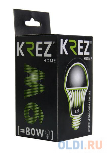 Лампа светодиодная груша KREZ E27 9W 2700K 4BM-WH126-02