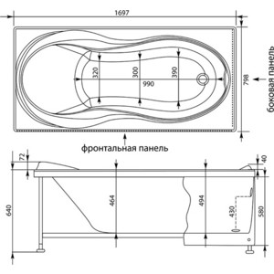 Акриловая ванна Aquanet Grenada 170x80 с каркасом, без гидромассажа (205398)