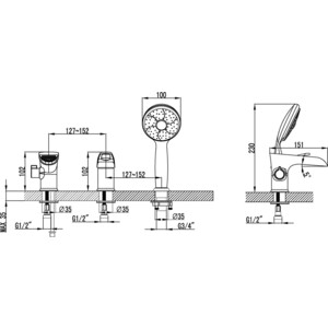 Смеситель на борт ванны Lemark Omega (LM3145C)