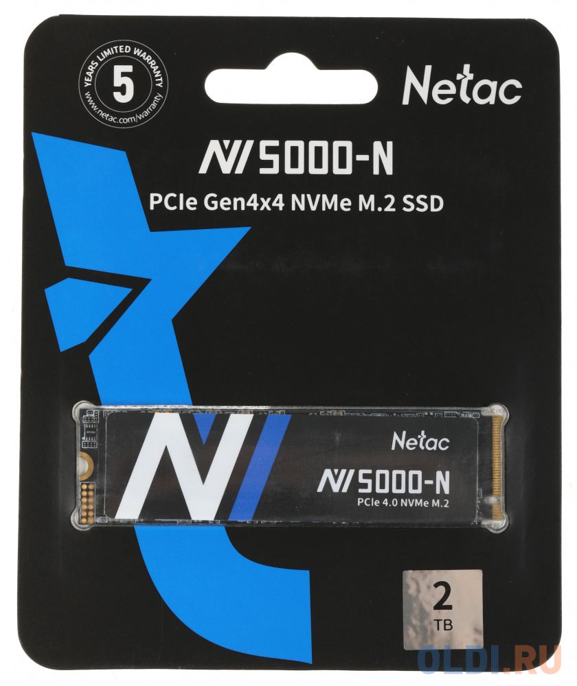 Твердотельный накопитель SSD M.2 Netac 2.0Tb NV5000-N Series <NT01NV5000N-2T0-E4X> Retail (PCI-E 4.0 x4, up to 4800/4400MBs, 3D NAND, 1280TBW, N