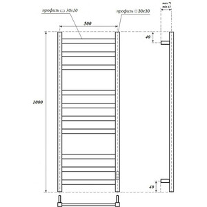 Полотенцесушитель электрический Point Меркурий П10 500x1000 черный (PN83850B) в Москвe