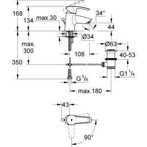 Смеситель для раковины Grohe Eurostyle с донным клапаном, хром (2337410E) в Москвe