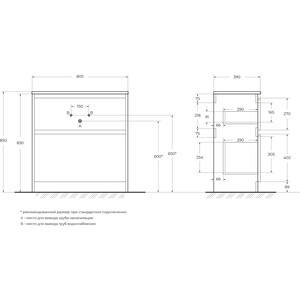 Тумба с раковиной BelBagno Kraft-39 80х39 Rovere Tabacco (KRAFT39-800/390-2C-PIA-RT, BB800/390ETL) в Москвe